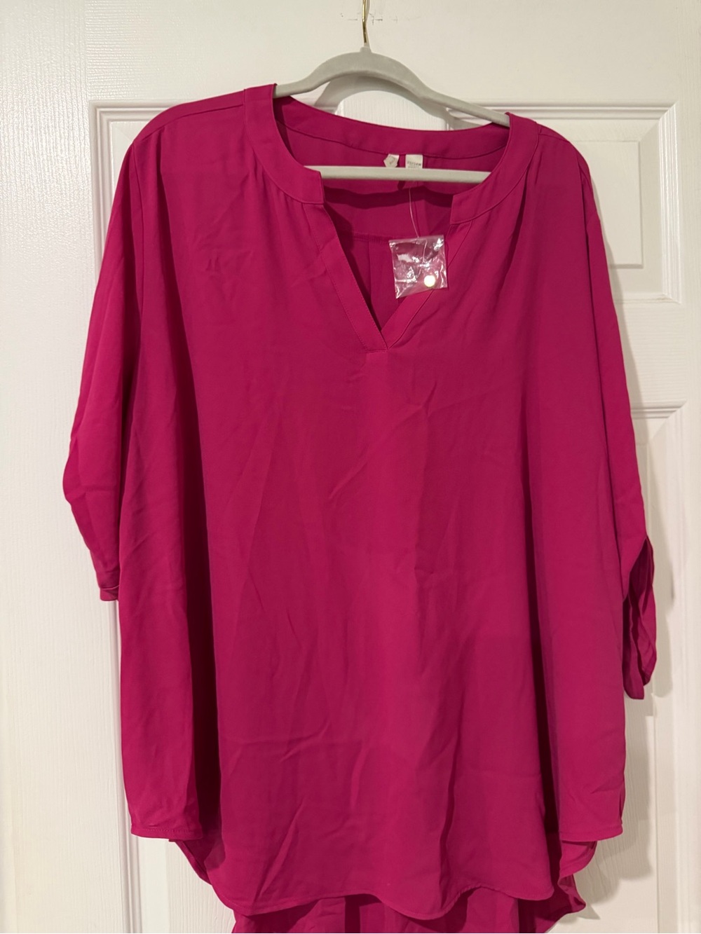 Cato Fuchsia V-Notch Tunic Top
